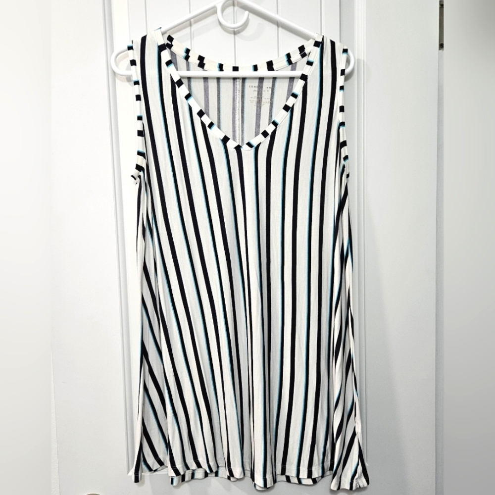 Lane Bryant Plus Size 18/20 - Striped Sleeveless Top - Black, White, Teal